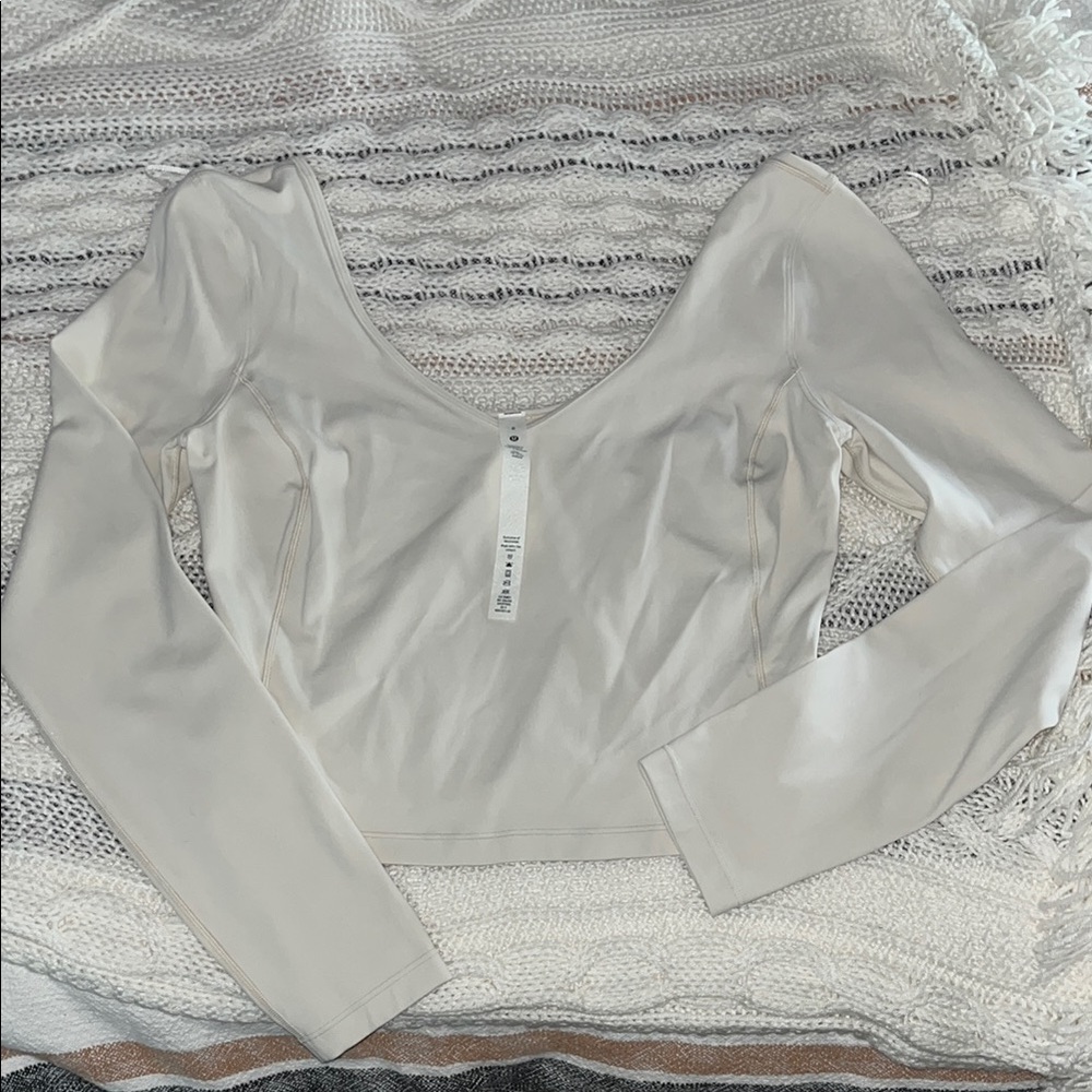 Cream Long Sleeve Lululemon Crop Top